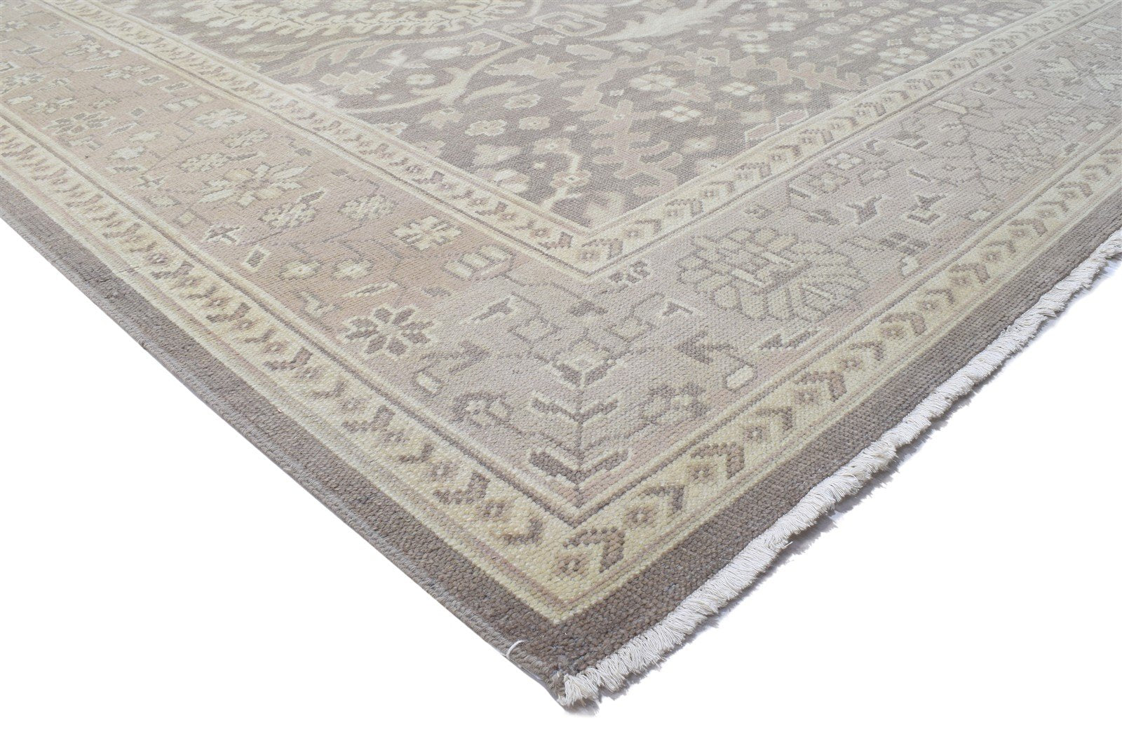 Wool Grey Rug 9' X 13' Persian Hand Knotted Oushak Oriental Large Carpet 