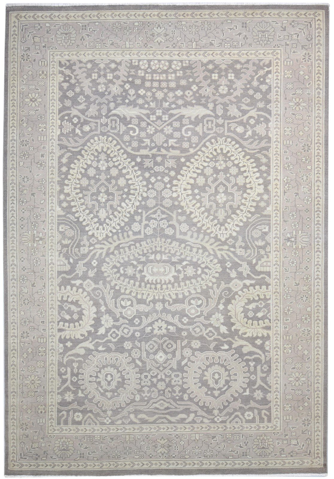 Wool Grey Rug 9' X 13' Persian Hand Knotted Oushak Oriental Large Carpet 