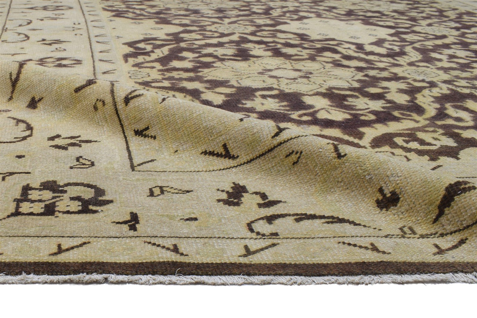 Hand Knotted Beige Wool Rug 8' X 11' Persian Oushak Oriental Large Carpet 