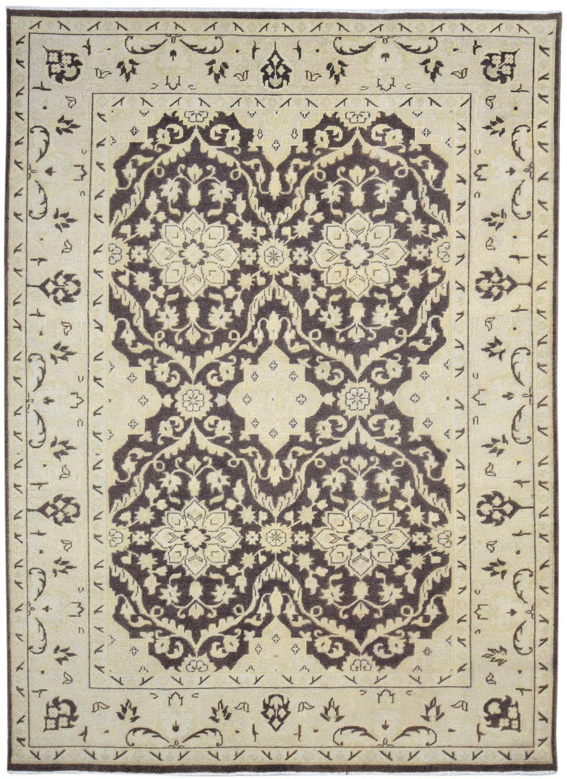 Hand Knotted Beige Wool Rug 8' X 11' Persian Oushak Oriental Large Carpet 