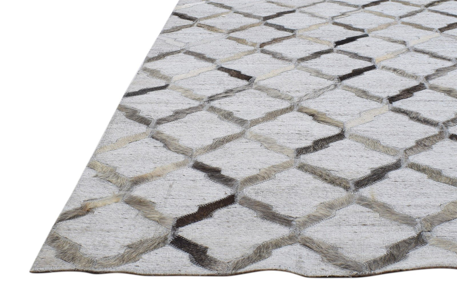 Leather / Cotton Grey Rug 9X9 Modern Hand Woven Geometric Extra Large 