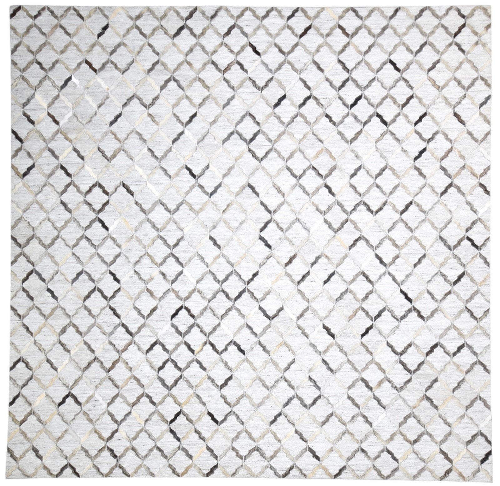 Leather / Cotton Grey Rug 9X9 Modern Hand Woven Geometric Extra Large 