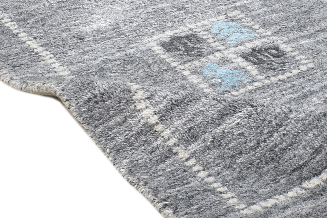 Wool Art Silk Grey Rug 1' X 2' Modern Handloom Gabbeh-indian Oriental Small Carpet 