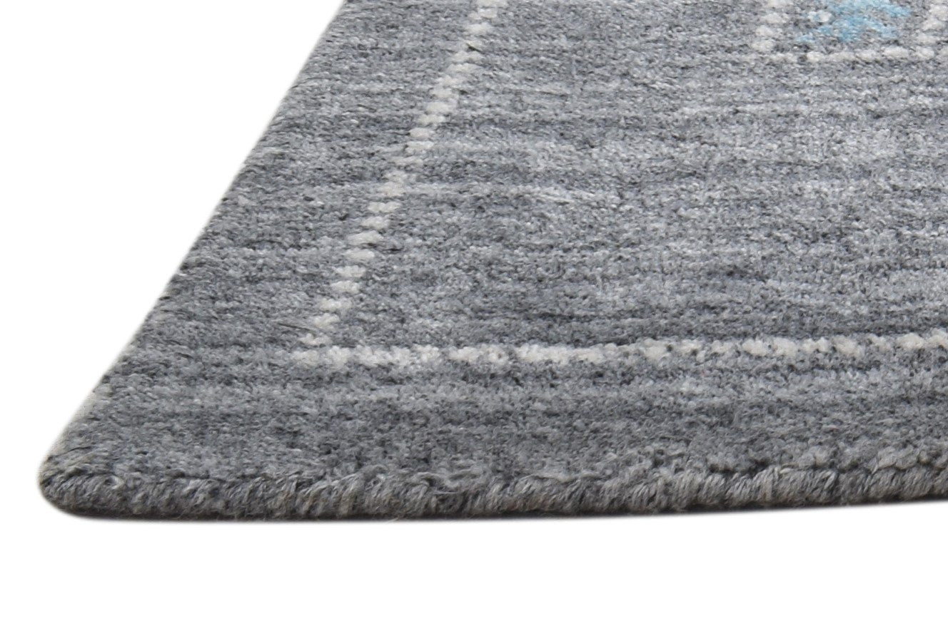 Wool Art Silk Grey Rug 1' X 2' Modern Handloom Gabbeh-indian Oriental Small Carpet 