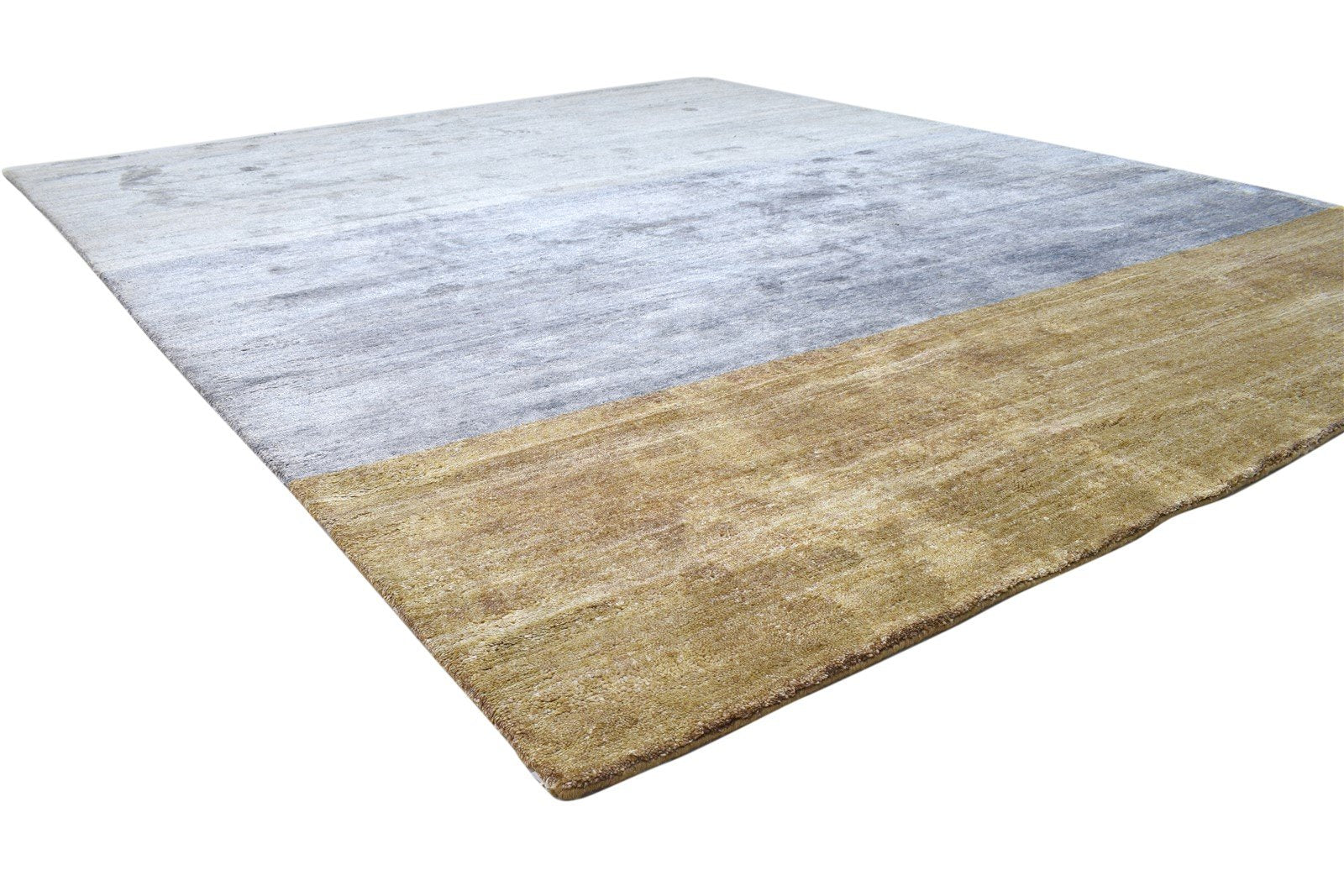 Silk Grey Rug 8' X 9' Modern Hand Knotted Scandinavian Striped Large Carpet 