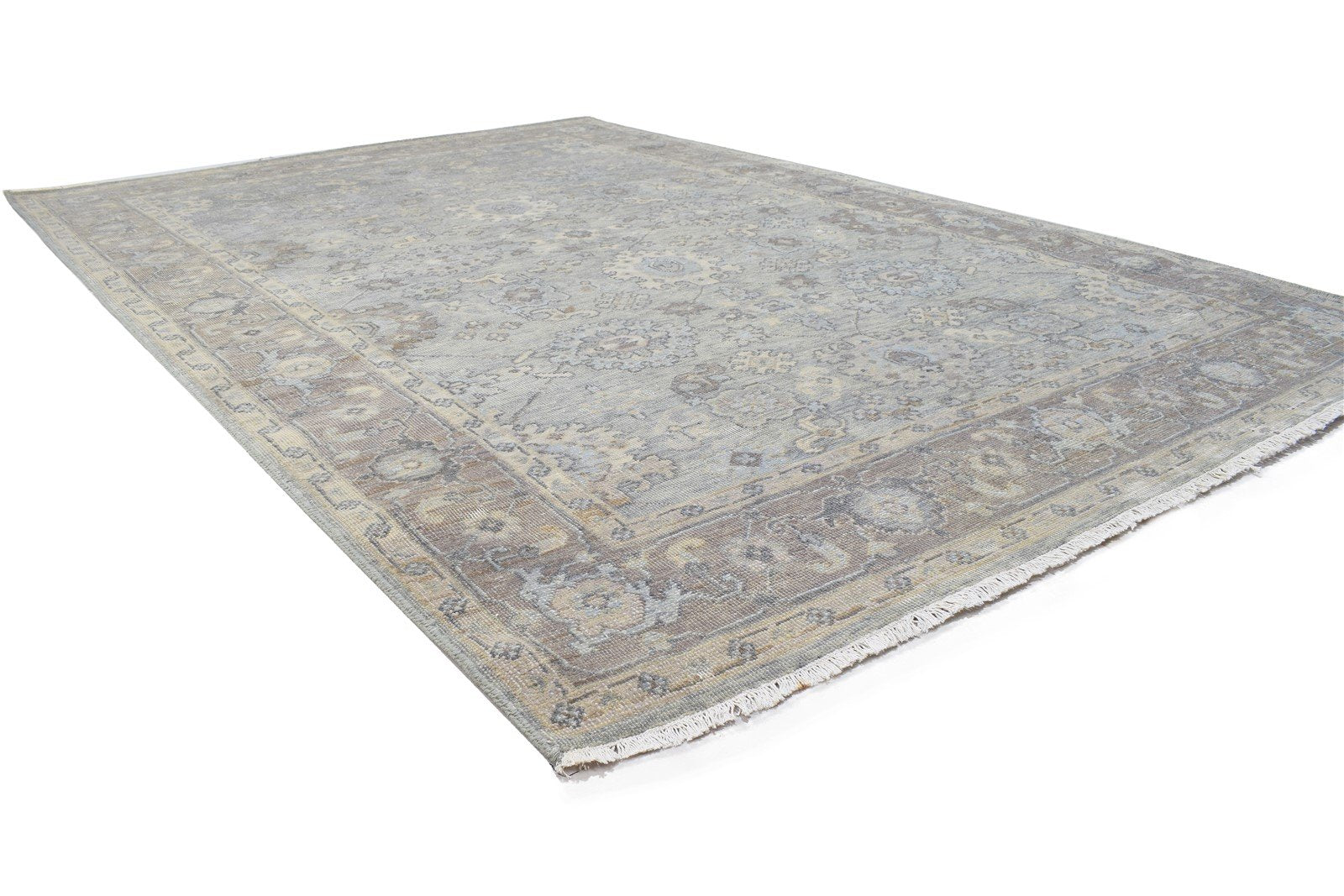 6' X 9' Rug Wool Grey Persian Hand Knotted Oushak Oriental Room Size Carpet 