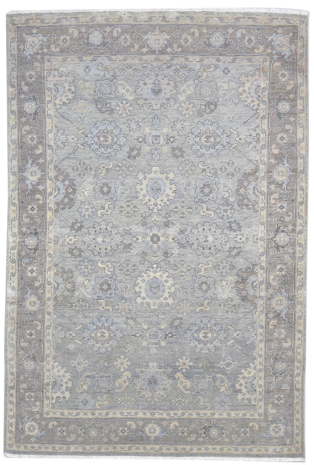 6' X 9' Rug Wool Grey Persian Hand Knotted Oushak Oriental Room Size Carpet 