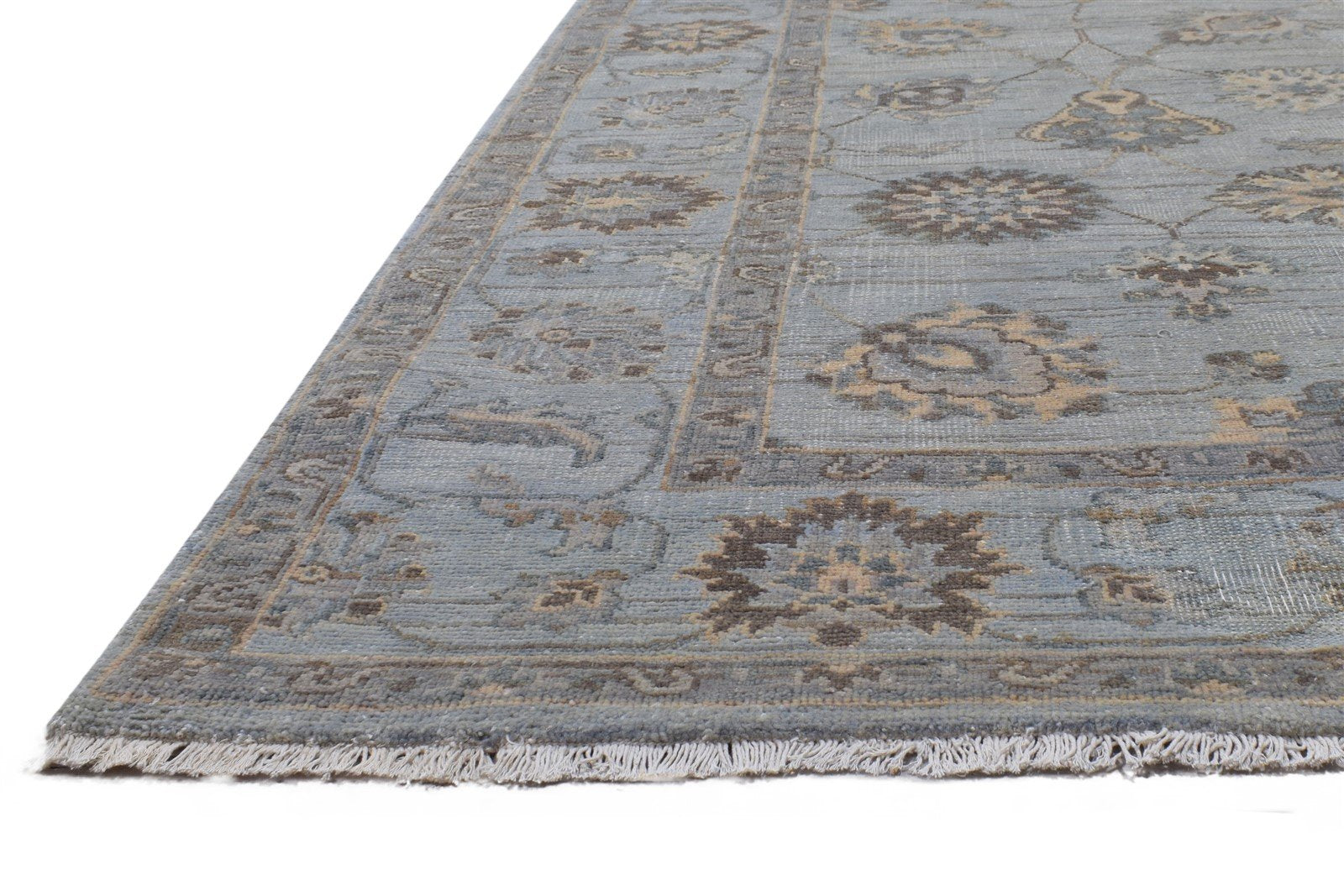 Hand Knotted Blue Wool Rug 6' X 9' Persian Oushak Oriental Large Carpet 