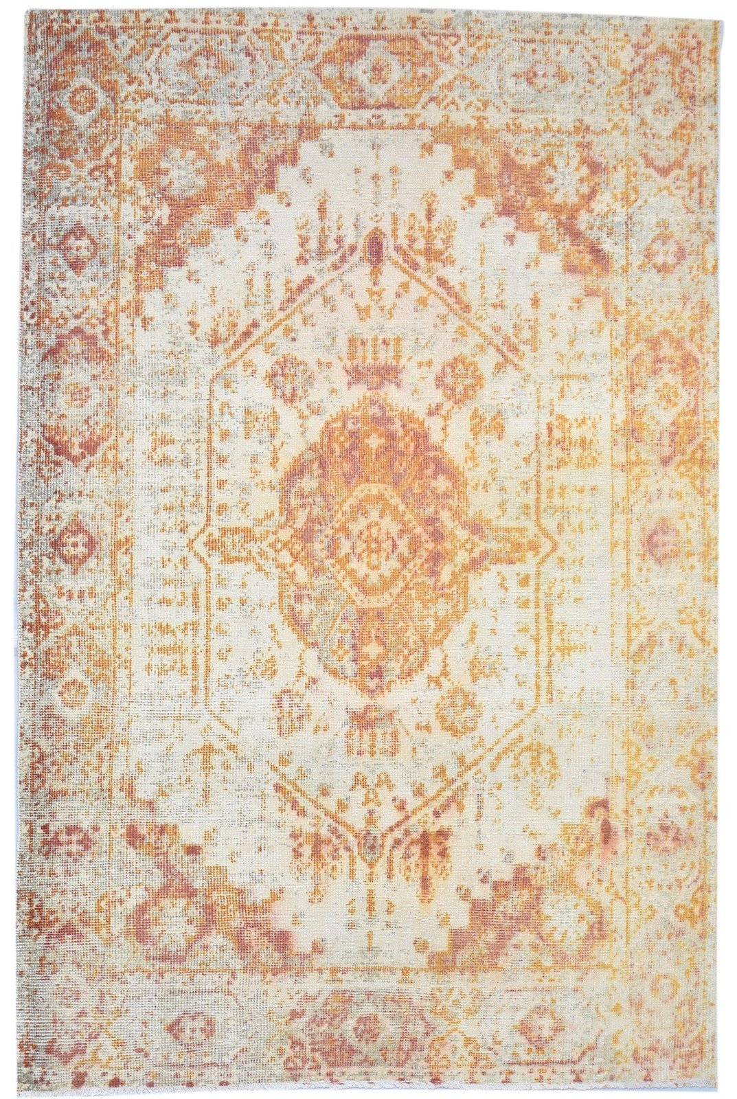 Rust Wool Rug 6X9 Persian Hand Knotted Heriz-Indian Oriental Room Size Carpet 