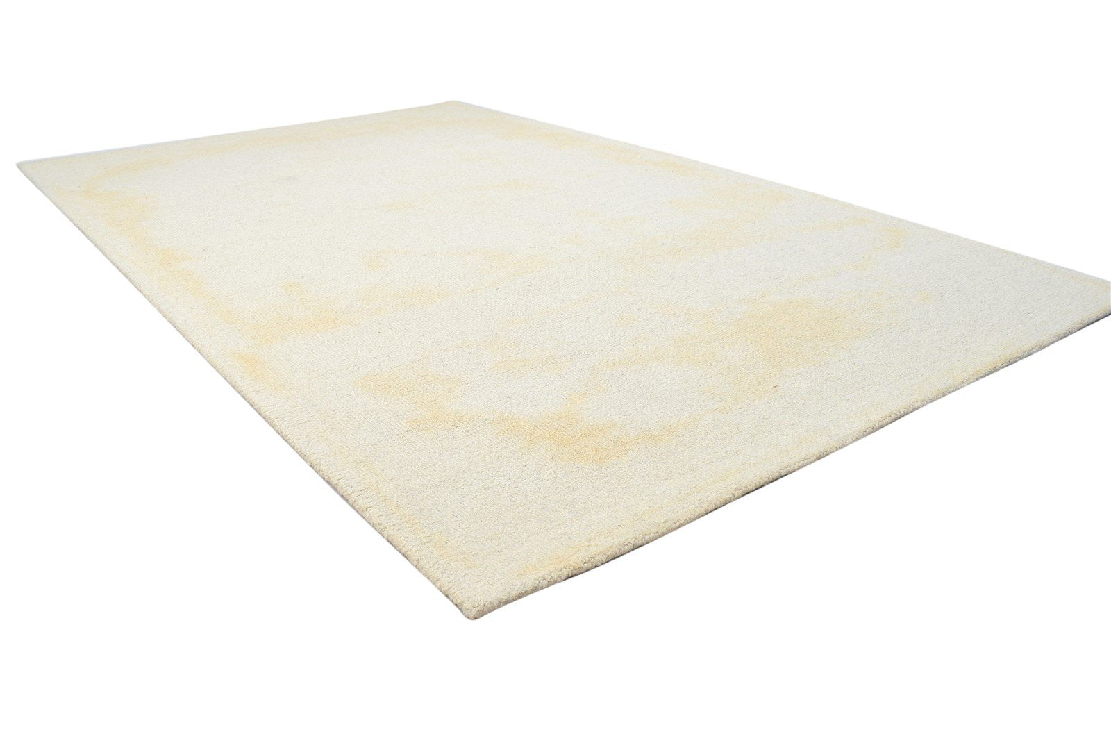 Cream Wool Rug 5' X 8' Modern Hand Tufted Scandinavian Solid Room Size Carpet 