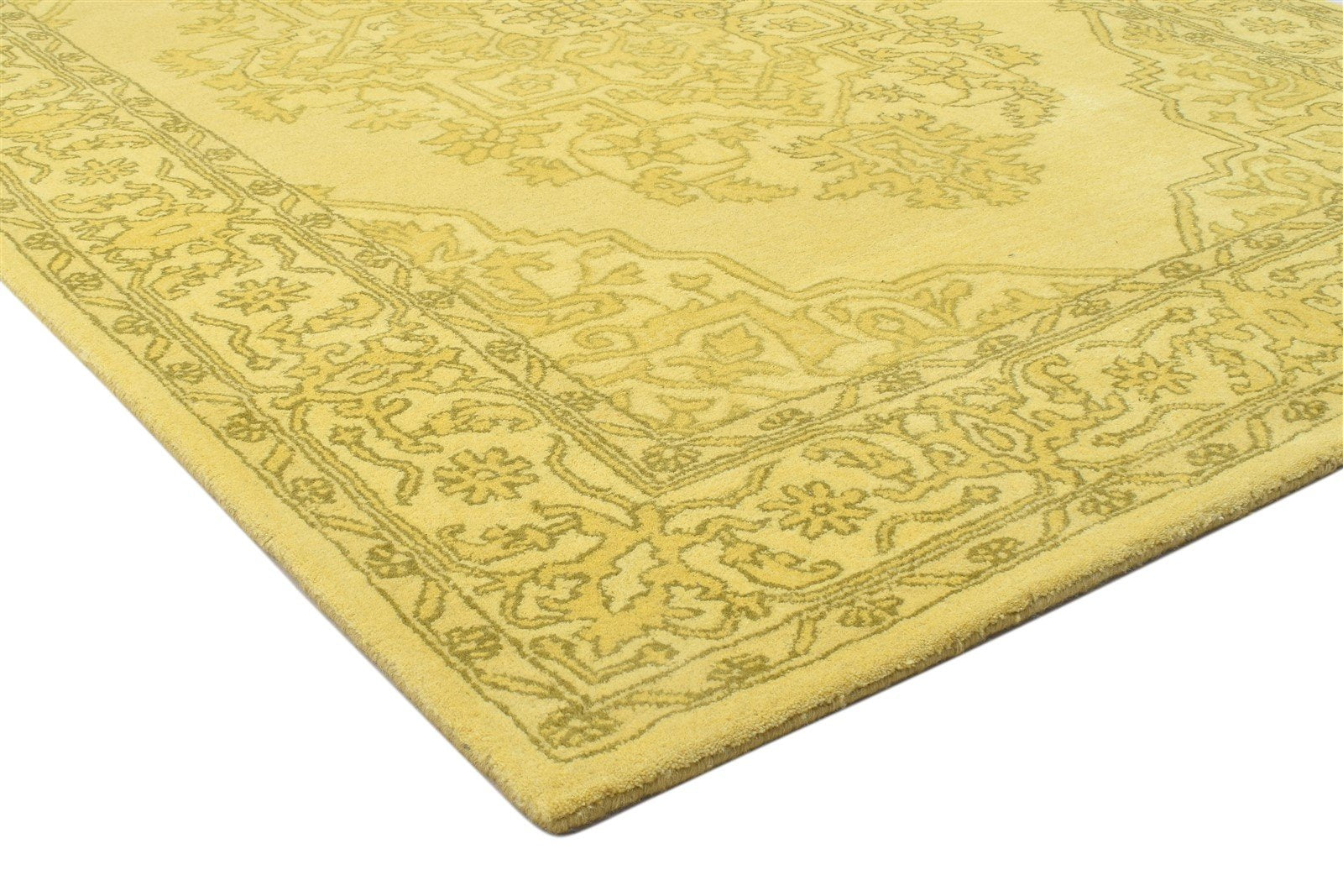 Wool Gold Rug 5' X 8' Persian Hand Tufted Heriz-Indian Oriental Room Size Carpet 