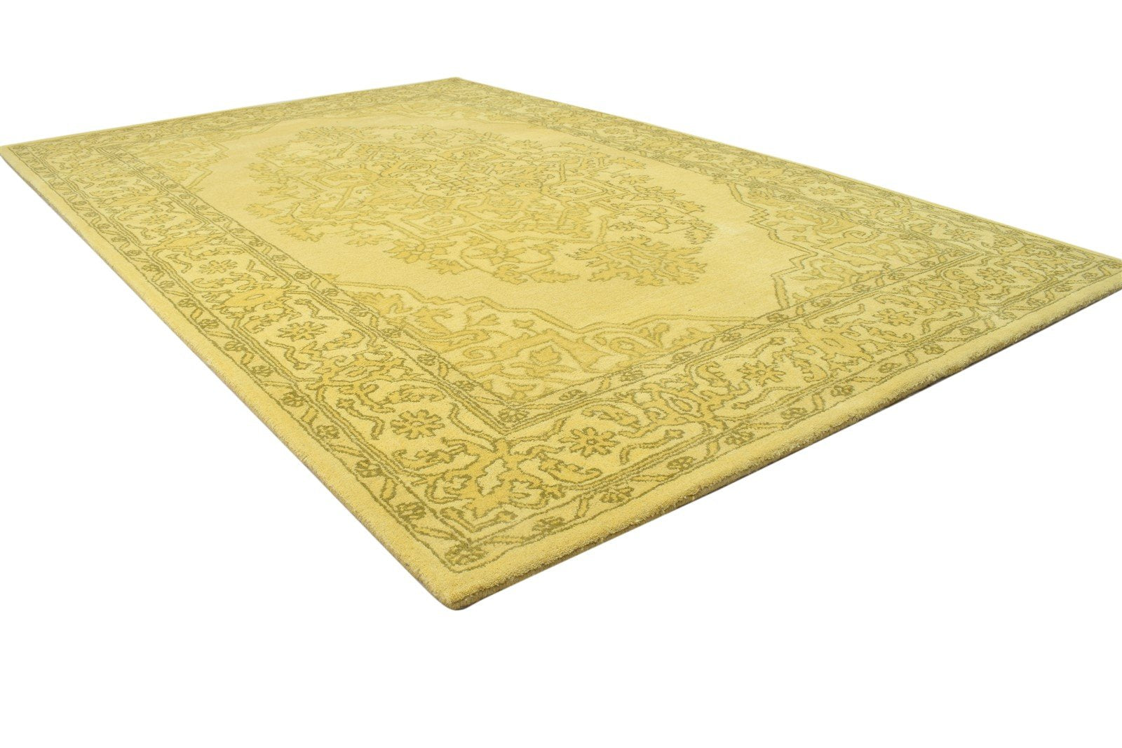 Wool Gold Rug 5' X 8' Persian Hand Tufted Heriz-Indian Oriental Room Size Carpet 