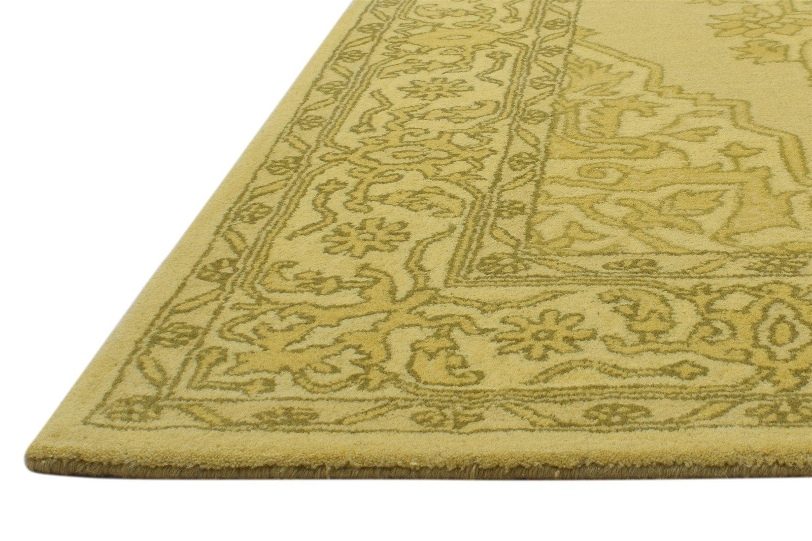 Wool Gold Rug 5' X 8' Persian Hand Tufted Heriz-Indian Oriental Room Size Carpet 