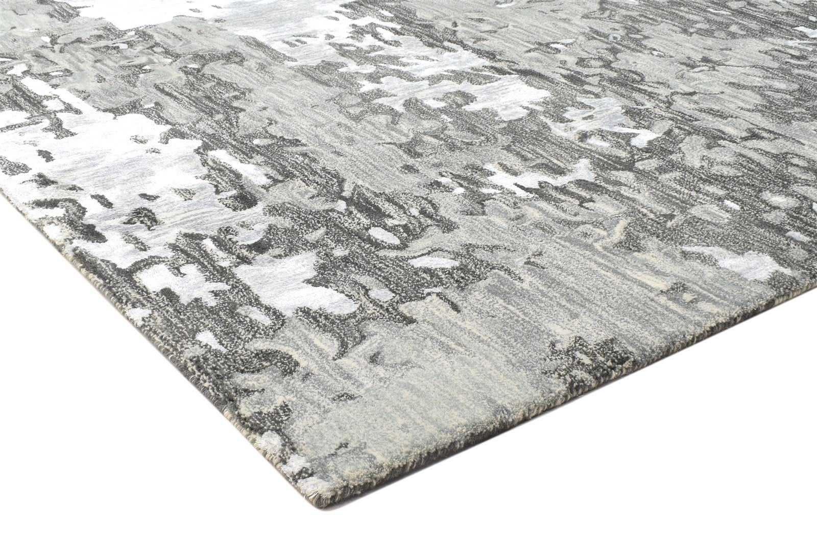 Hand Tufted Grey Wool Rug 5' X 8' Modern Scandinavian Abstract Room Size Carpet 