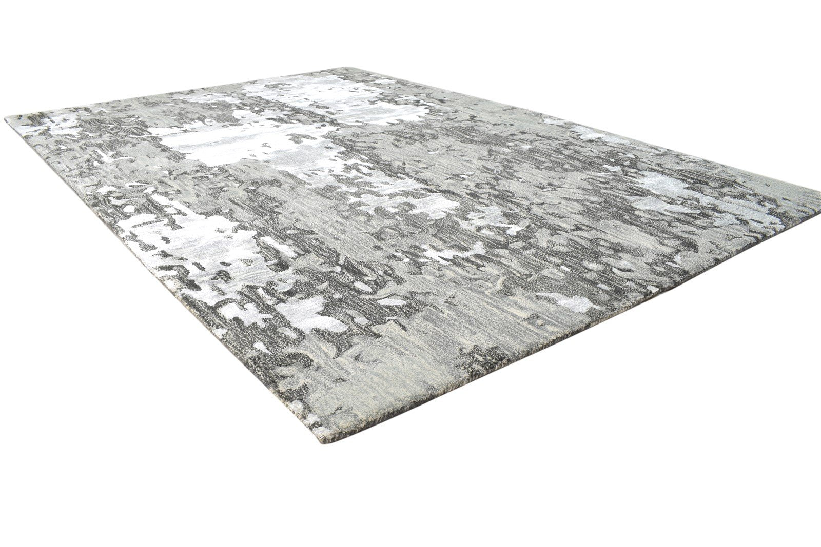 Hand Tufted Grey Wool Rug 5' X 8' Modern Scandinavian Abstract Room Size Carpet 