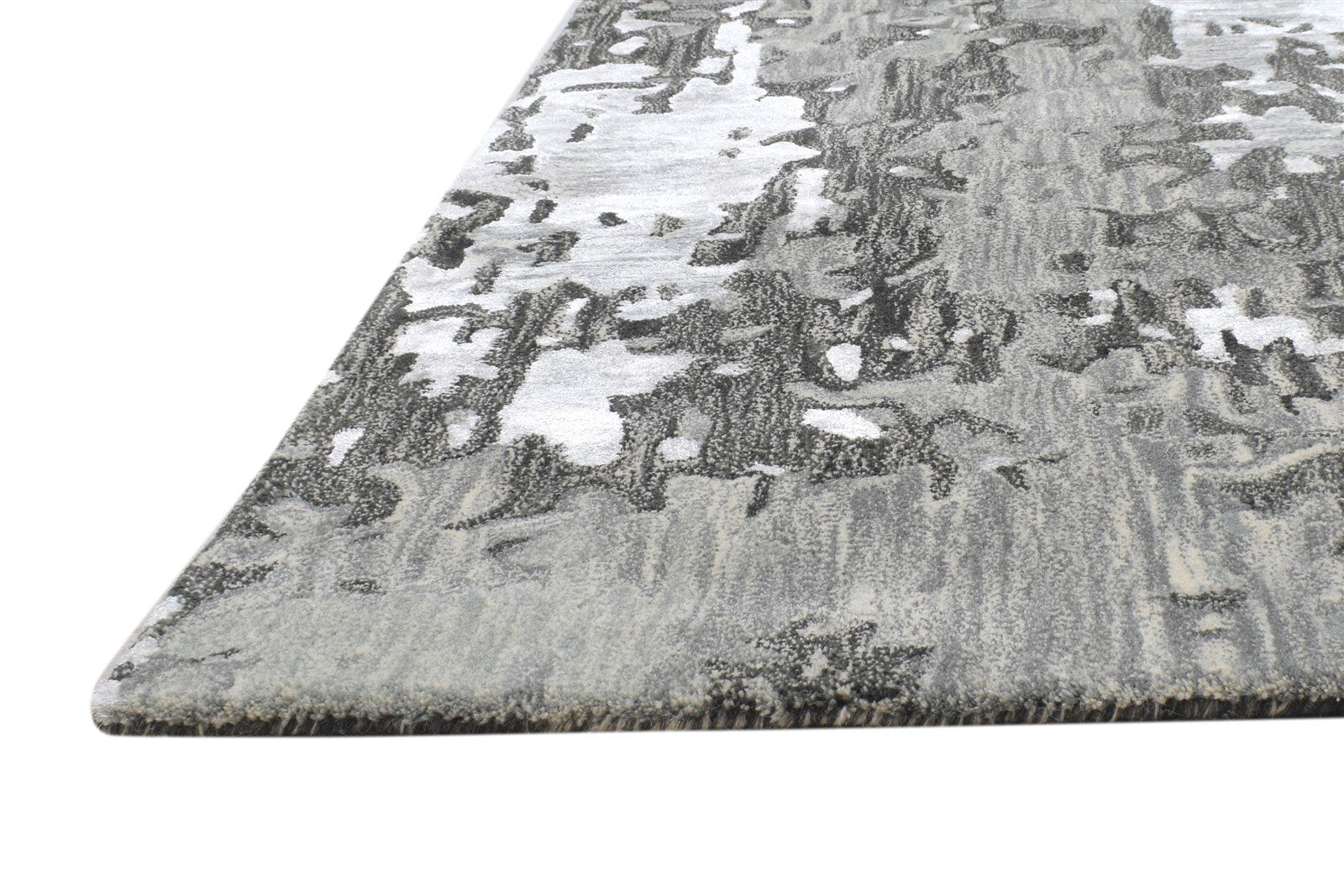 Hand Tufted Grey Wool Rug 5' X 8' Modern Scandinavian Abstract Room Size Carpet 