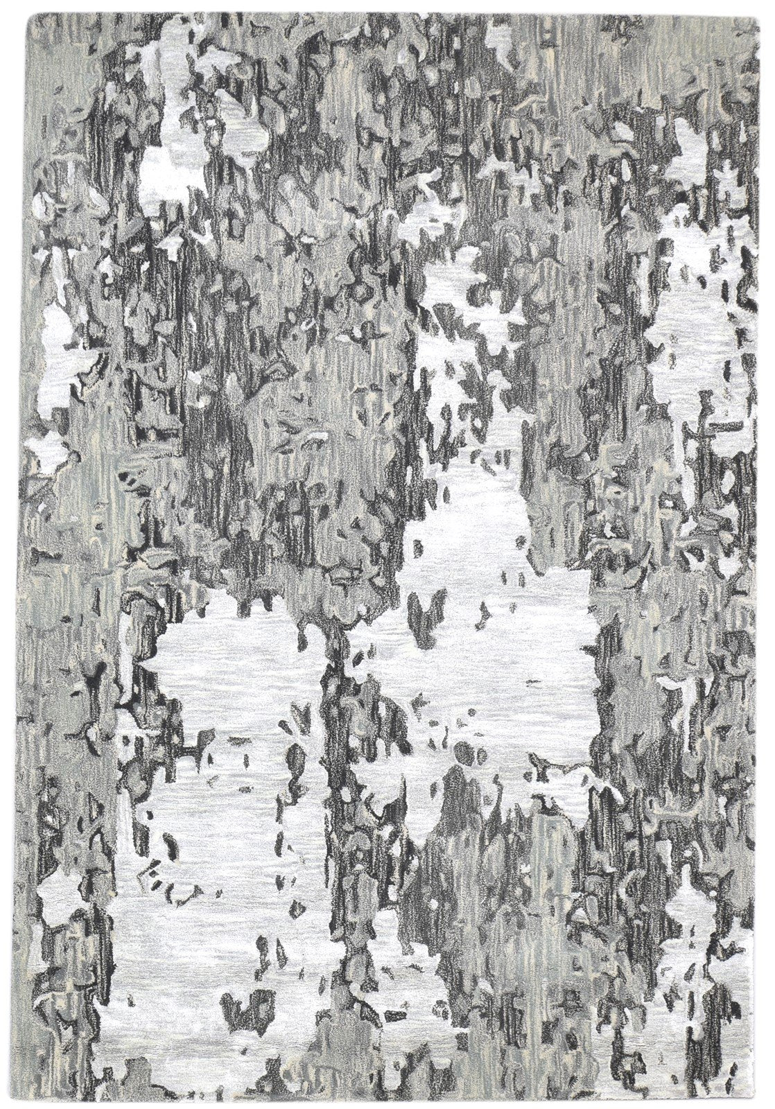 Hand Tufted Grey Wool Rug 5' X 8' Modern Scandinavian Abstract Room Size Carpet 