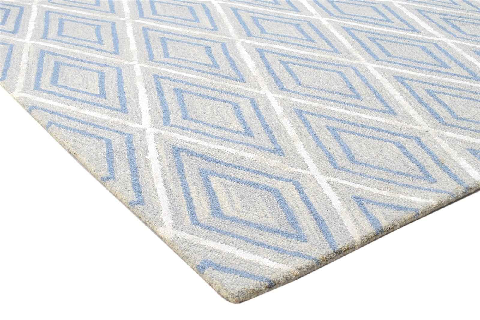 5' X 8' Rug Wool Grey Modern Hand Tufted Moroccan Diamond Room Size Carpet 