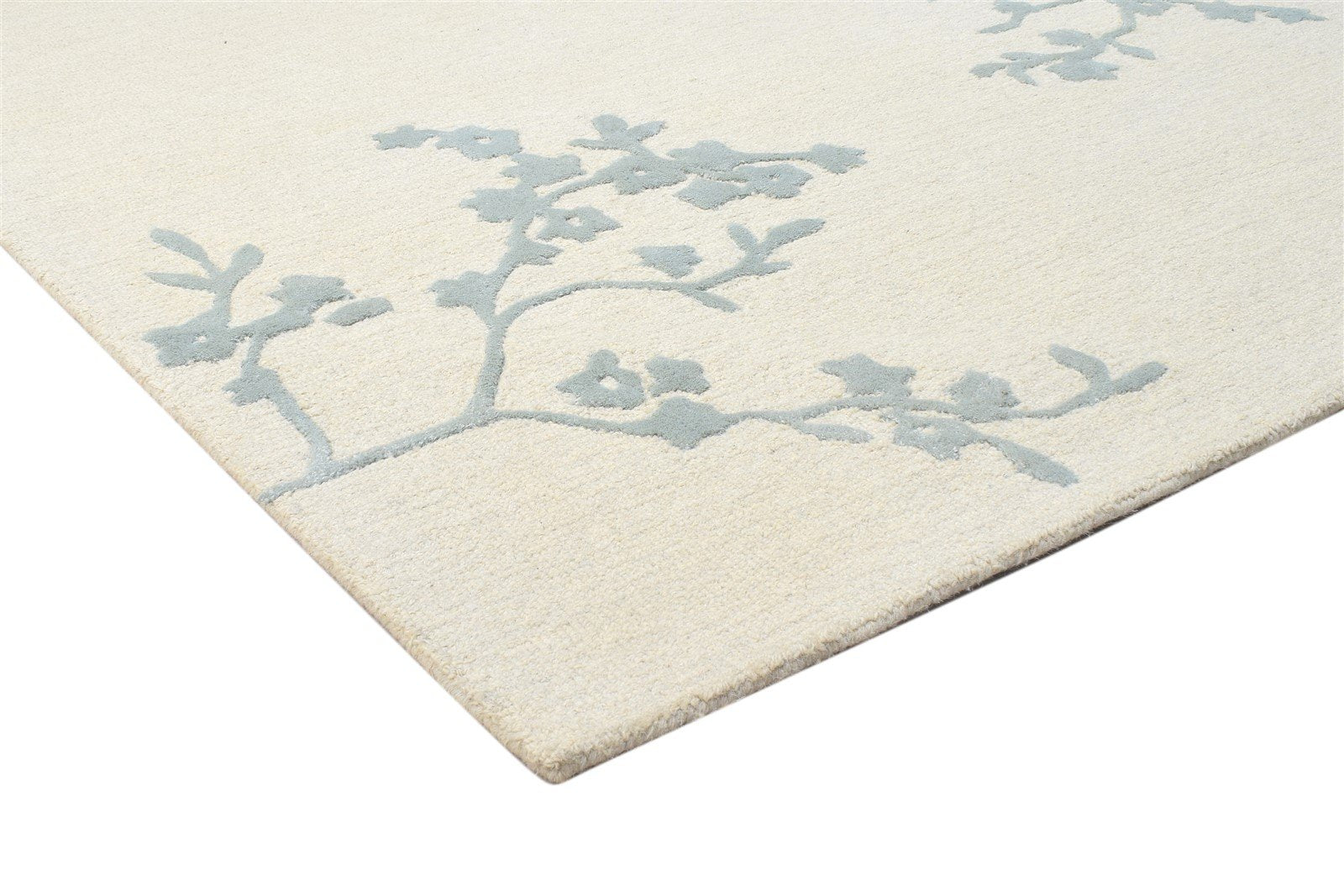 Hand Tufted Beige Wool Rug 5' X 7' Modern French Floral Room Size Carpet 