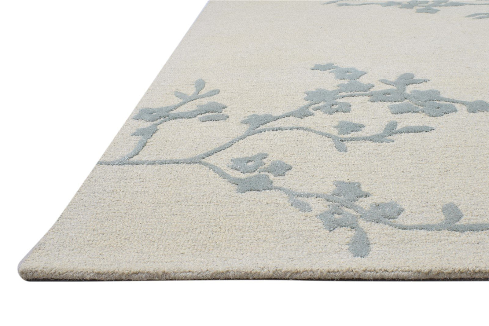 Hand Tufted Beige Wool Rug 5' X 7' Modern French Floral Room Size Carpet 