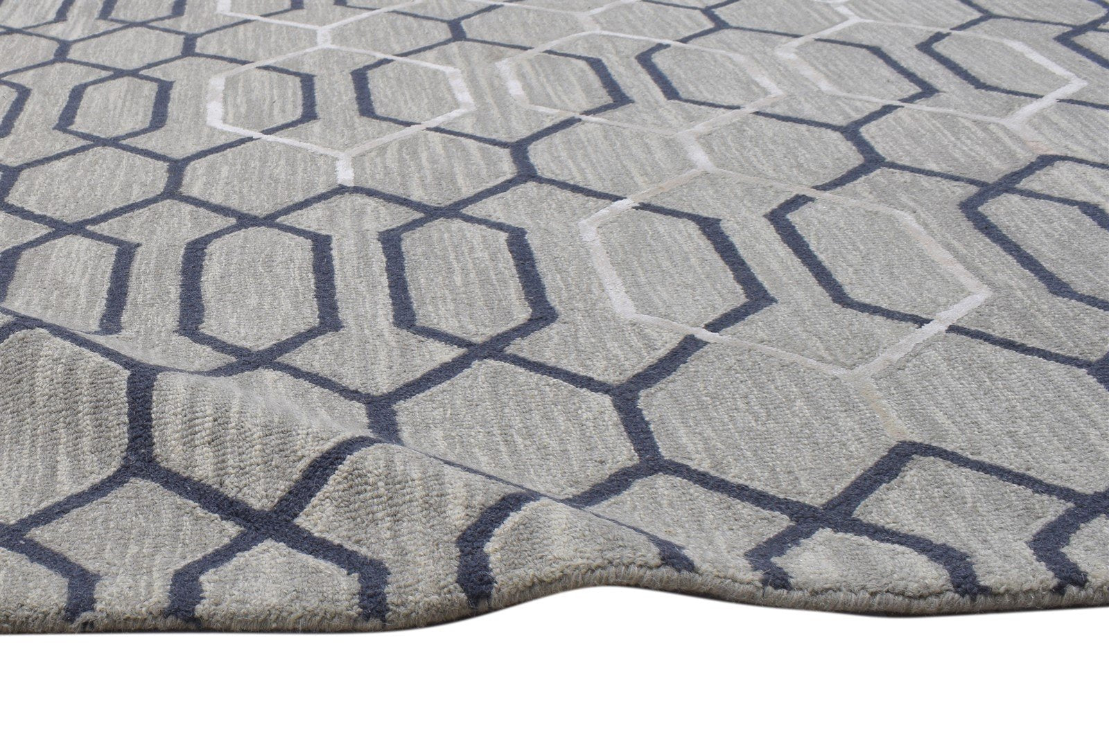 Grey Wool Rug 5' X 8' Modern Hand Tufted Moroccan Geometric Room Size Carpet 