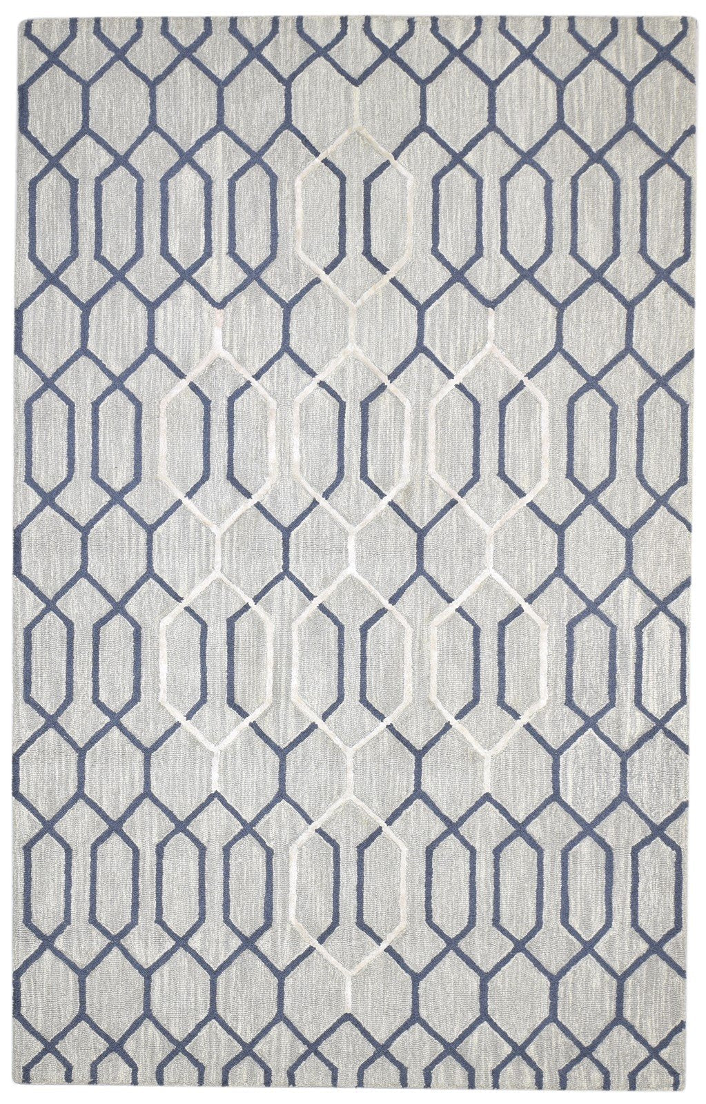 Grey Wool Rug 5' X 8' Modern Hand Tufted Moroccan Geometric Room Size Carpet 