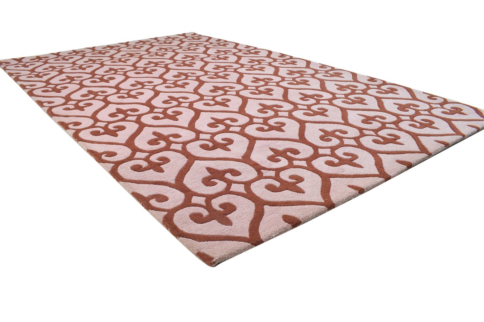 Wool Pink Rug 5' X 8' Modern Hand Tufted Moroccan Trellis Room Size Carpet 