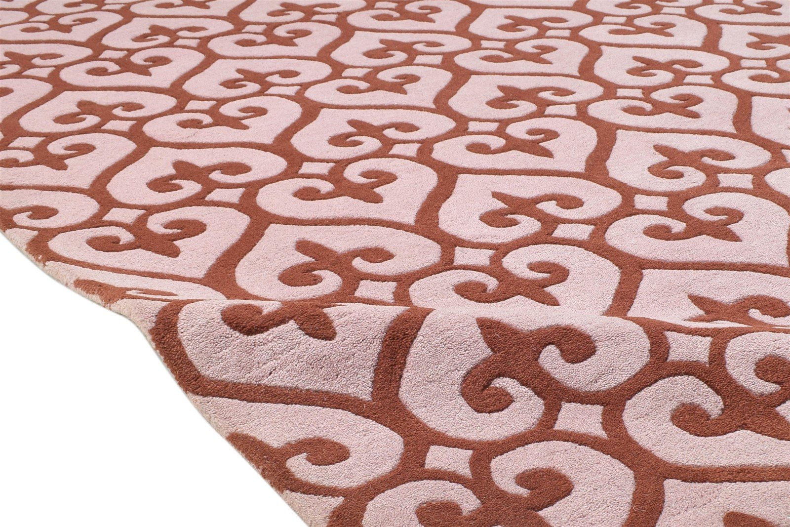 Wool Pink Rug 5' X 8' Modern Hand Tufted Moroccan Trellis Room Size Carpet 