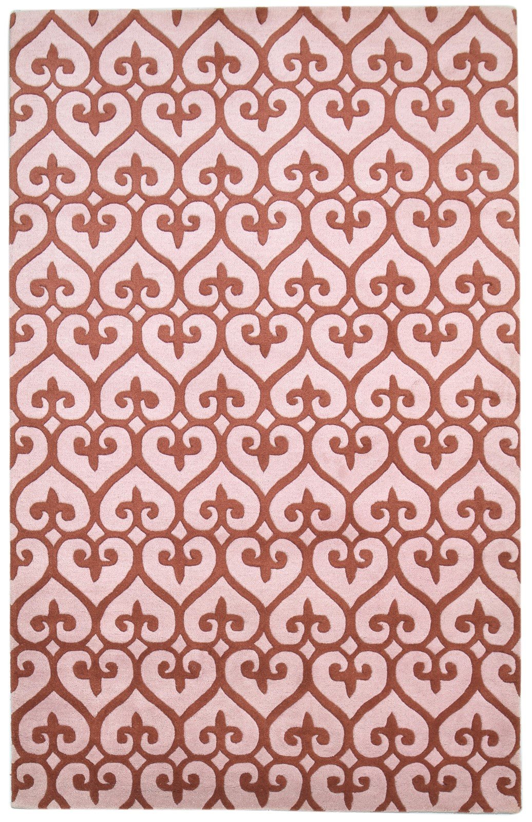 Wool Pink Rug 5' X 8' Modern Hand Tufted Moroccan Trellis Room Size Carpet 