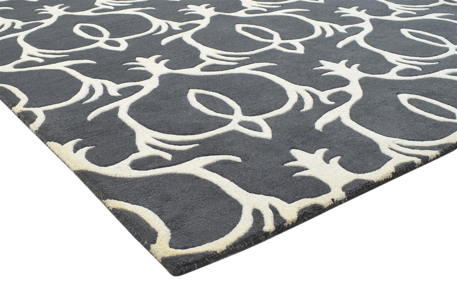 Wool Charcoal Rug 5' X 8' Modern Hand Tufted Moroccan Trellis Room Size Carpet 