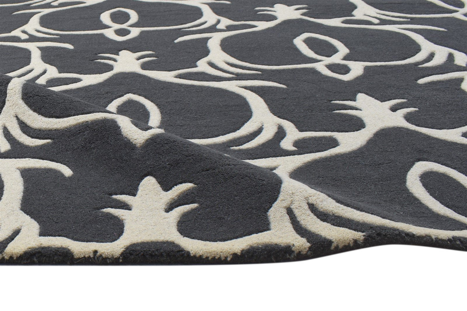 Wool Charcoal Rug 5' X 8' Modern Hand Tufted Moroccan Trellis Room Size Carpet 