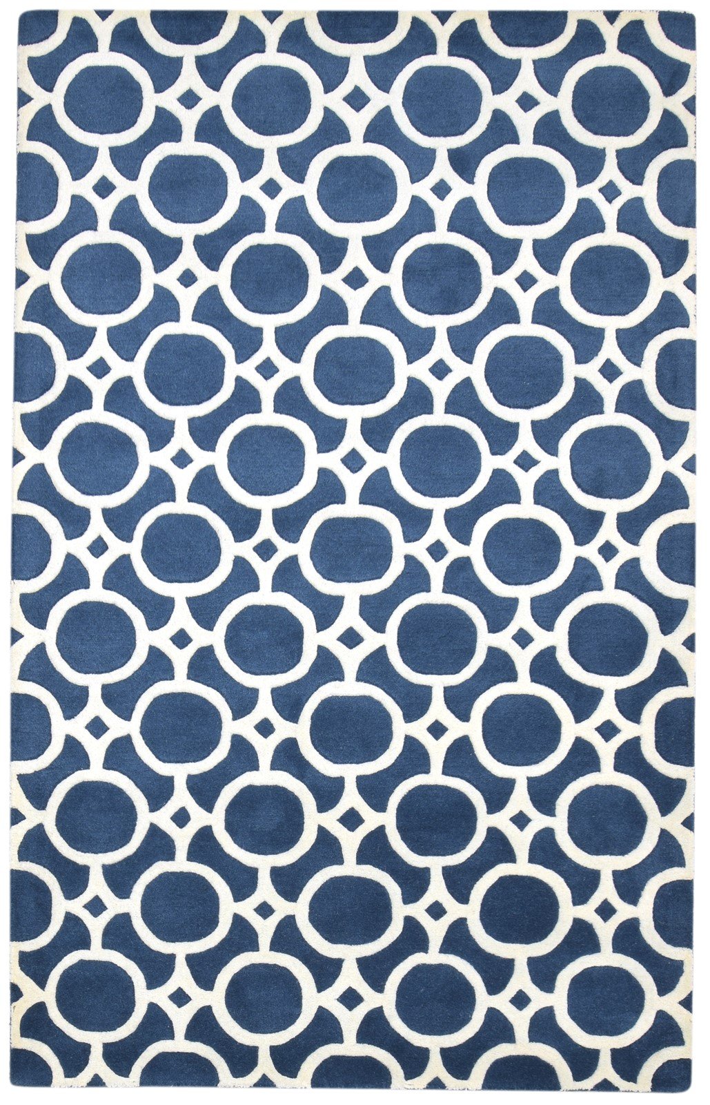 Blue Wool Rug 5' X 8' Modern Hand Tufted Moroccan Geometric Room Size Carpet 