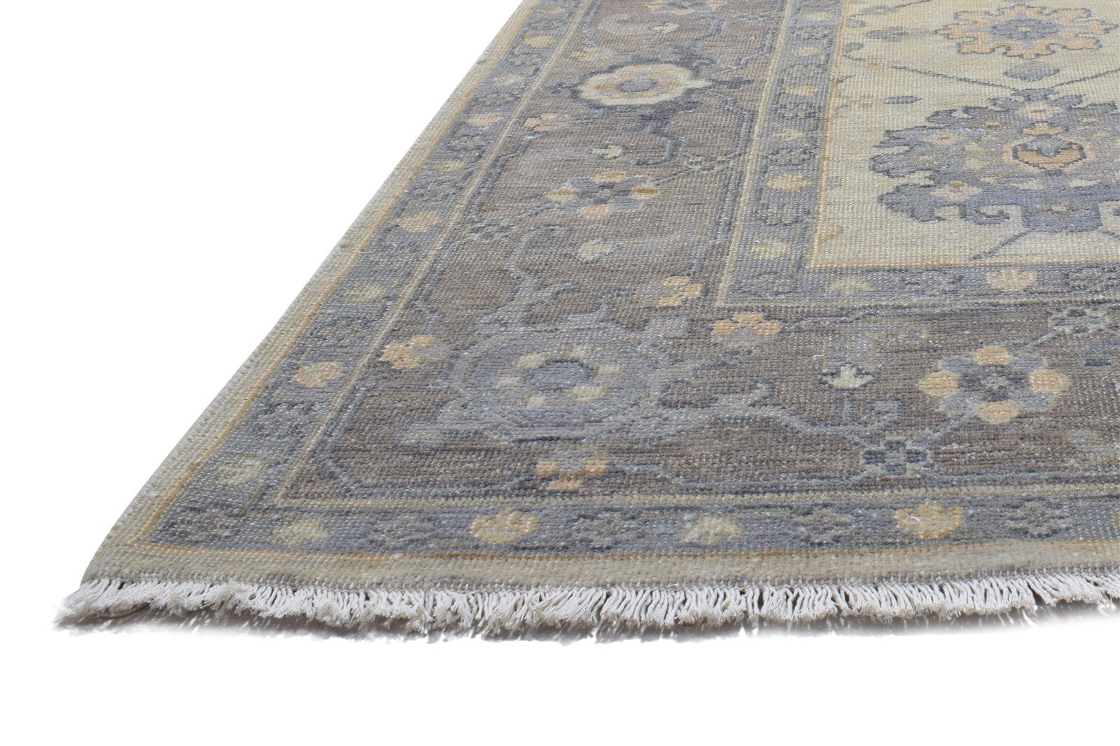 Wool Cream Rug 8' X 10' Persian Hand Knotted Oushak Oriental Large Carpet 