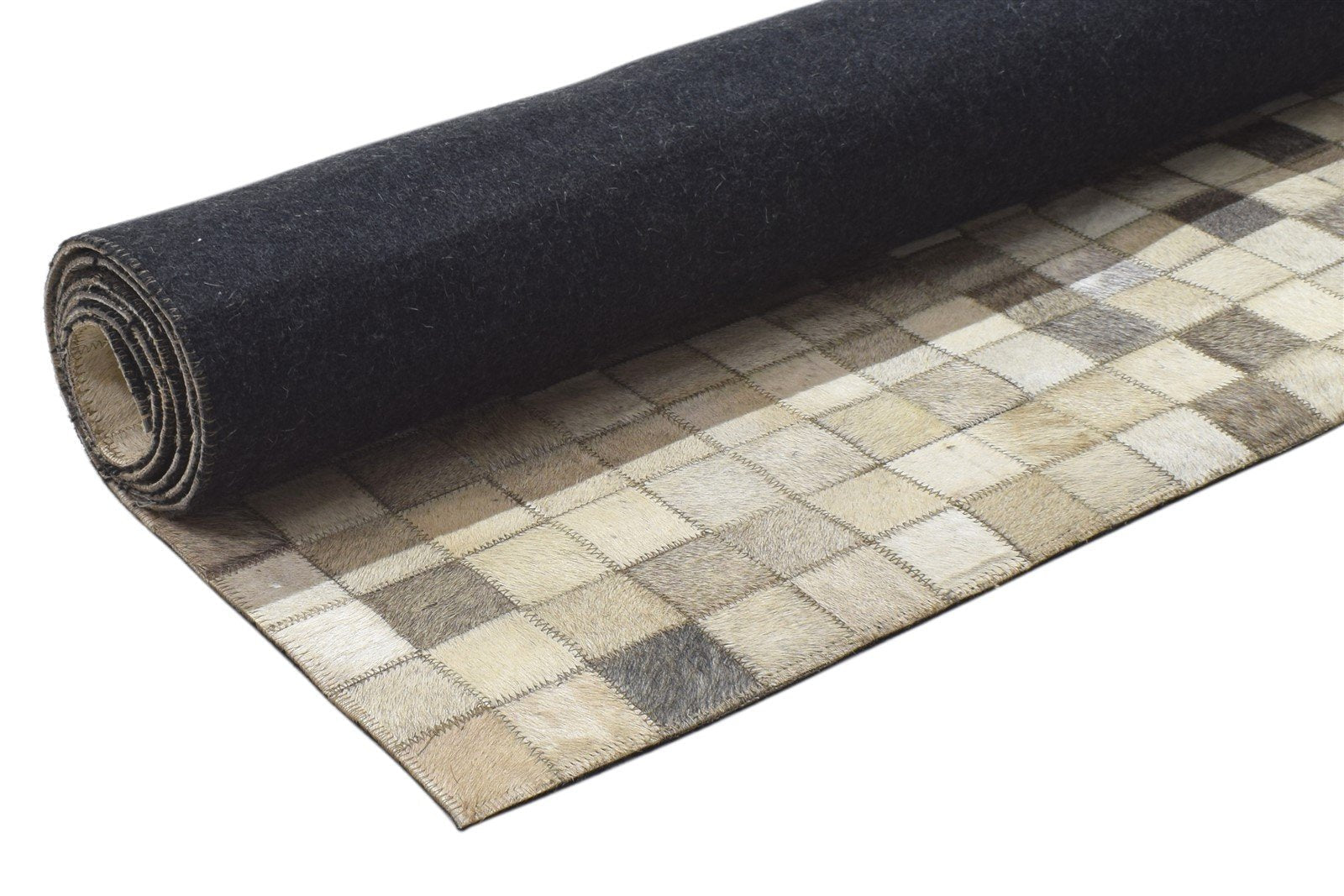 Leather / Cotton Beige Rug 5X7 Modern Hand Woven Geometric Room Size 