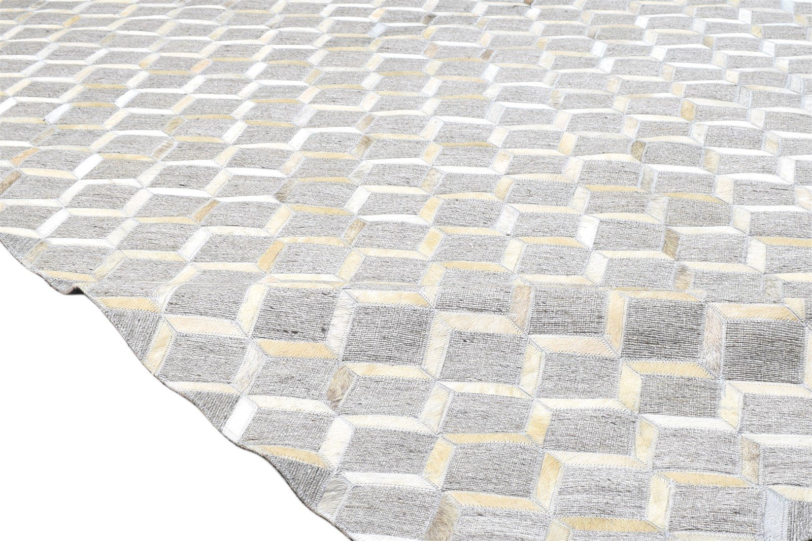 Grey Leather / Cotton Rug 5X8 Modern Hand Woven Moroccan Trellis Room Size 