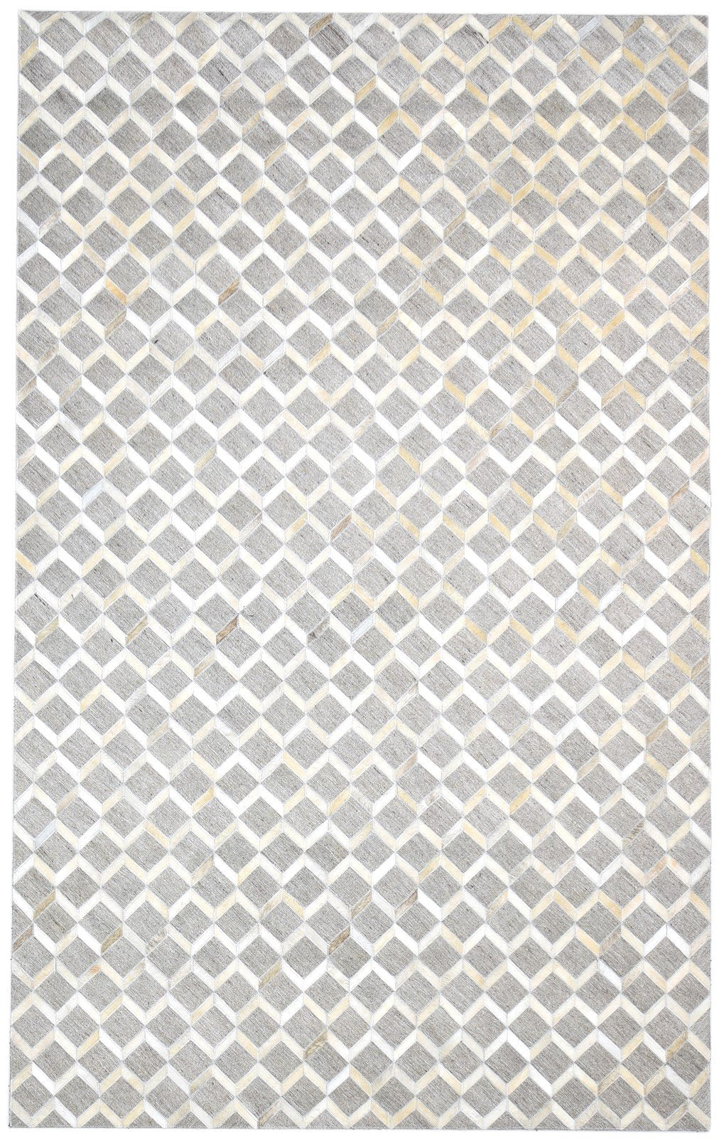 Grey Leather / Cotton Rug 5X8 Modern Hand Woven Moroccan Trellis Room Size 