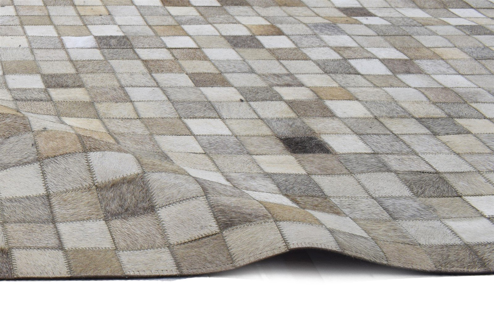 Leather / Cotton Beige Rug 5X7 Modern Hand Woven Geometric Room Size 