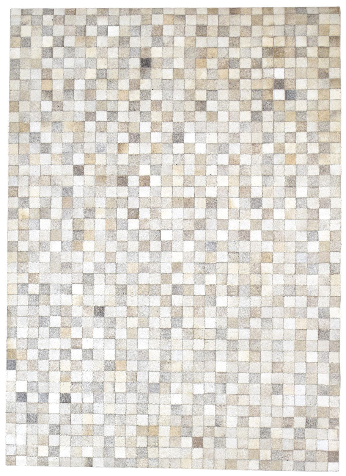 Leather / Cotton Beige Rug 5X7 Modern Hand Woven Geometric Room Size 