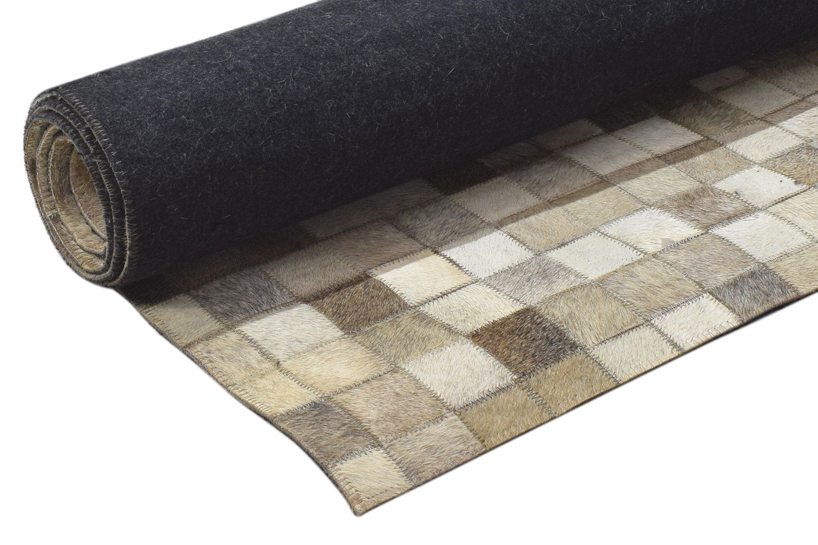 Leather / Cotton Beige Rug 5X7 Modern Hand Woven Geometric Room Size 