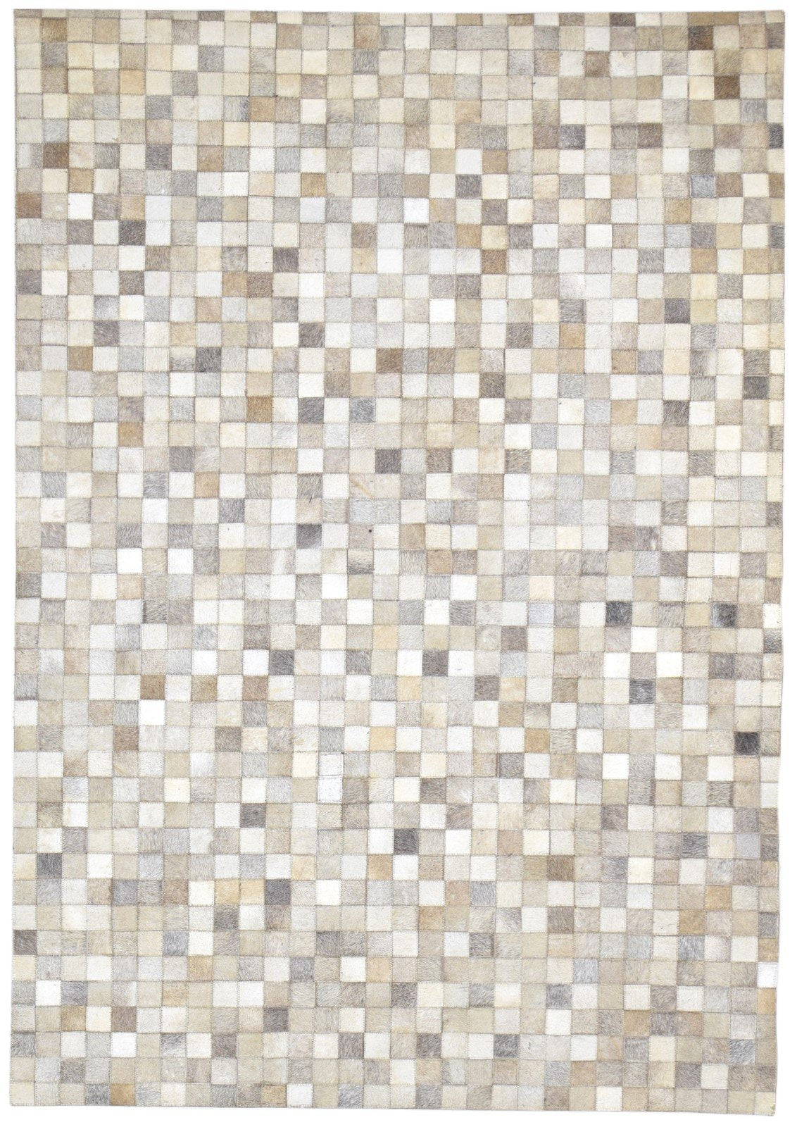 Leather / Cotton Beige Rug 5X7 Modern Hand Woven Geometric Room Size 