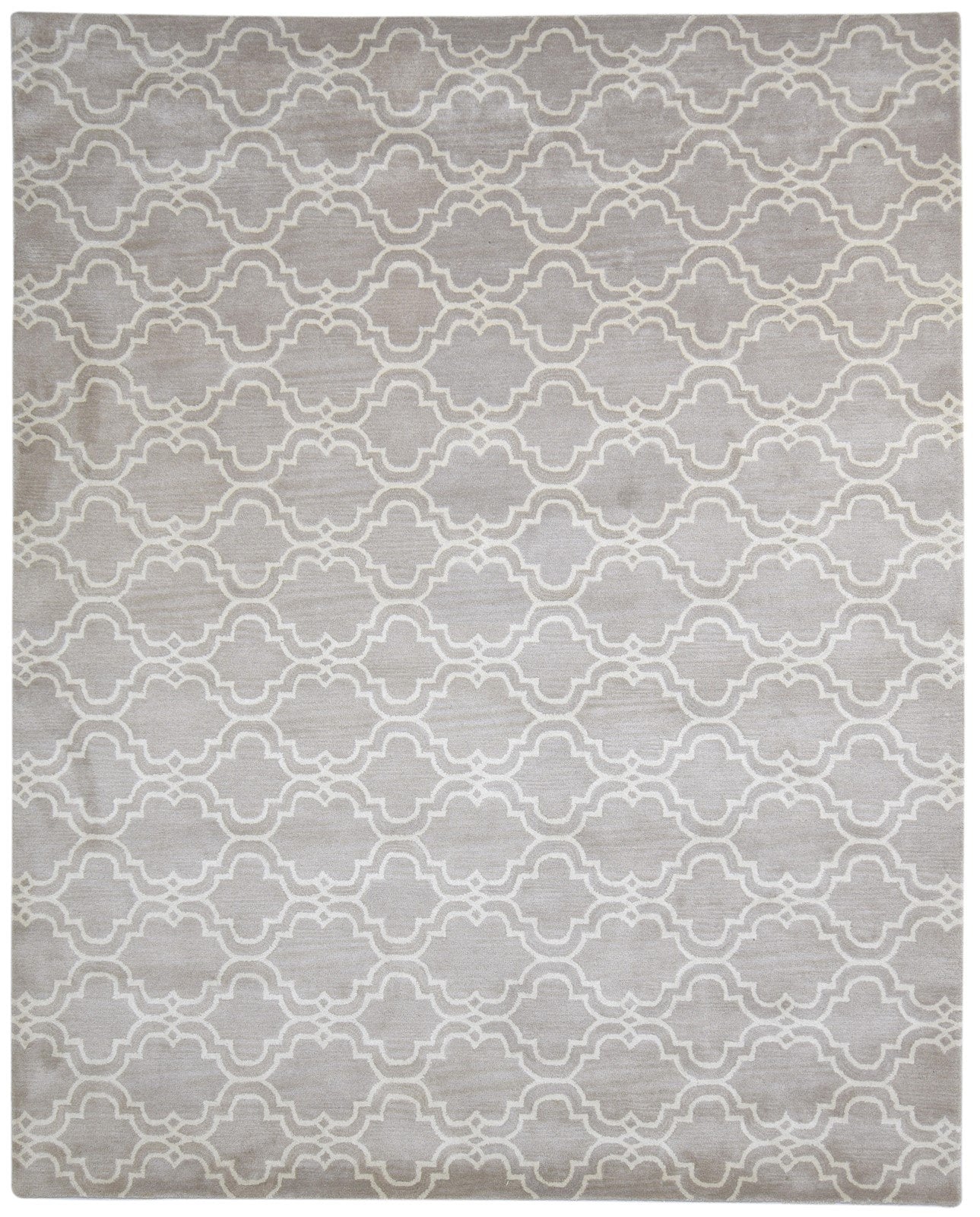 Wool Grey Rug 8' X 10' Modern Hand Tufted Moroccan Scroll Tile Large Carpet 