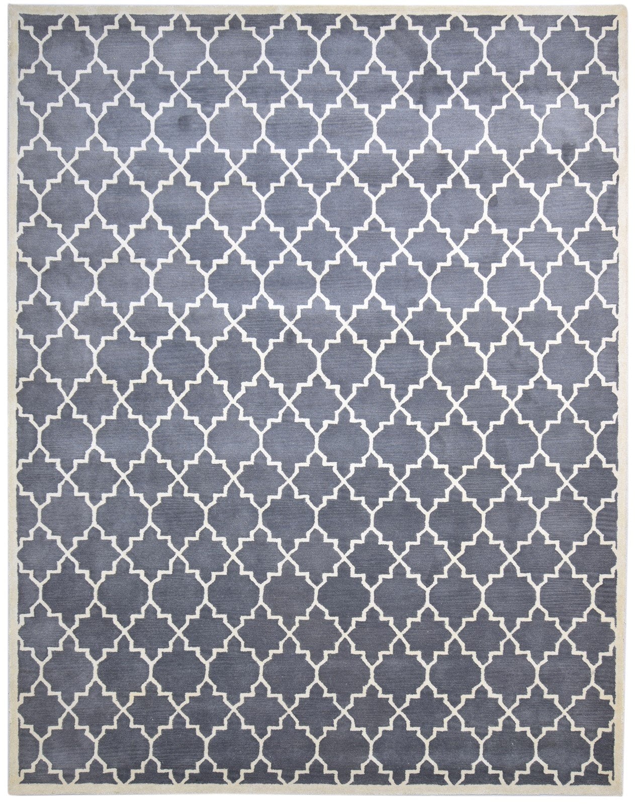 8' X 10' Rug Wool Charcoal Modern Hand Tufted Moroccan Trellis Large Carpet 