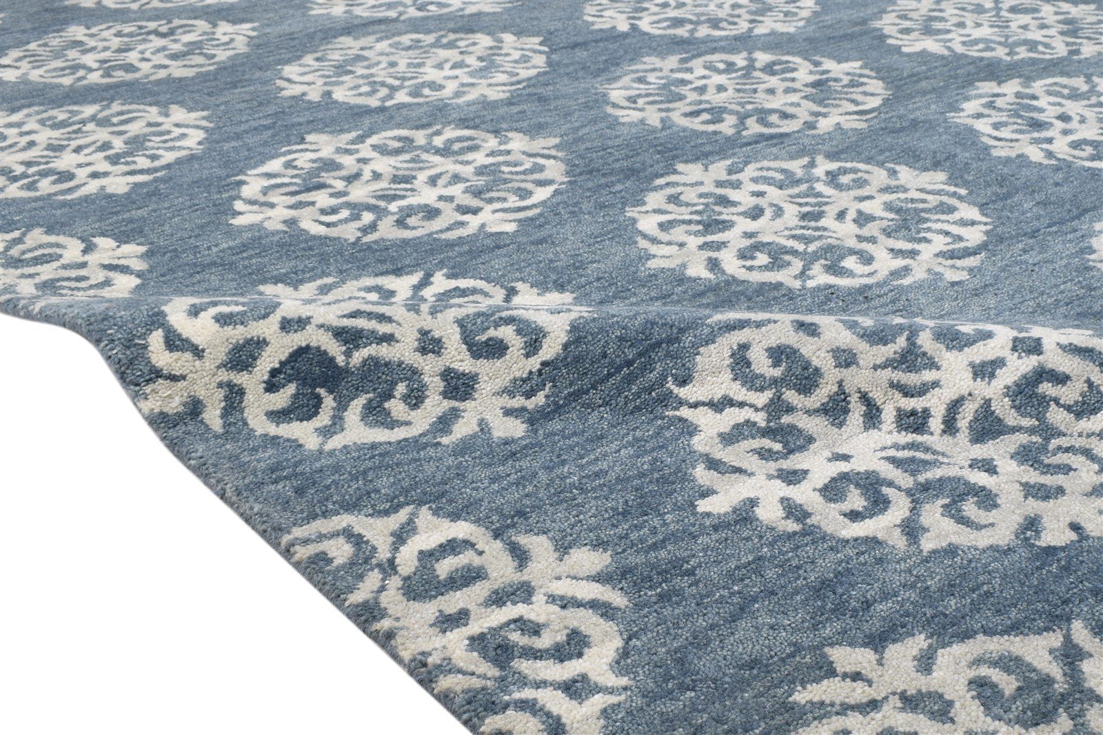 Hand Tufted Charcoal Wool Rug 8' X 10' Modern Indian Damask Large Carpet 