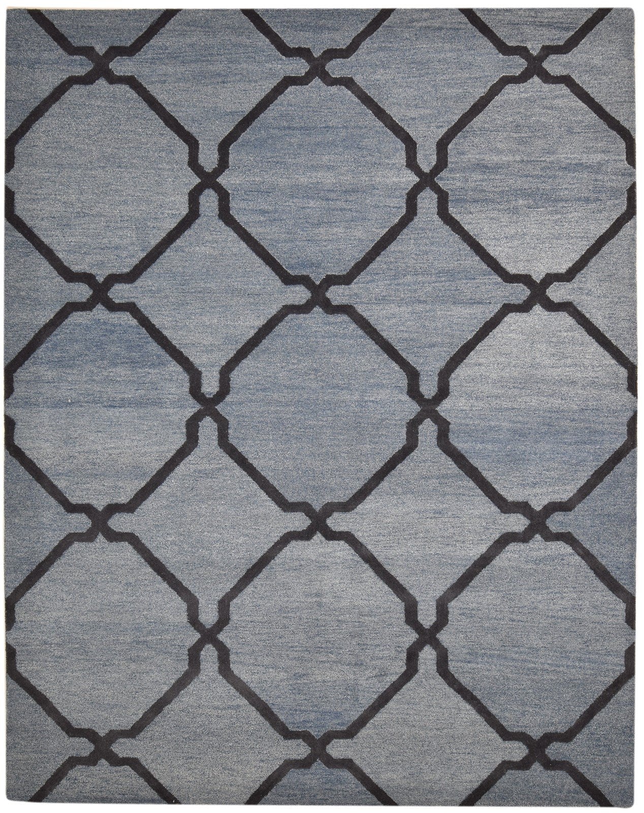 Grey Wool Rug 8' X 10' Modern Hand Tufted Moroccan Trellis Large Carpet 