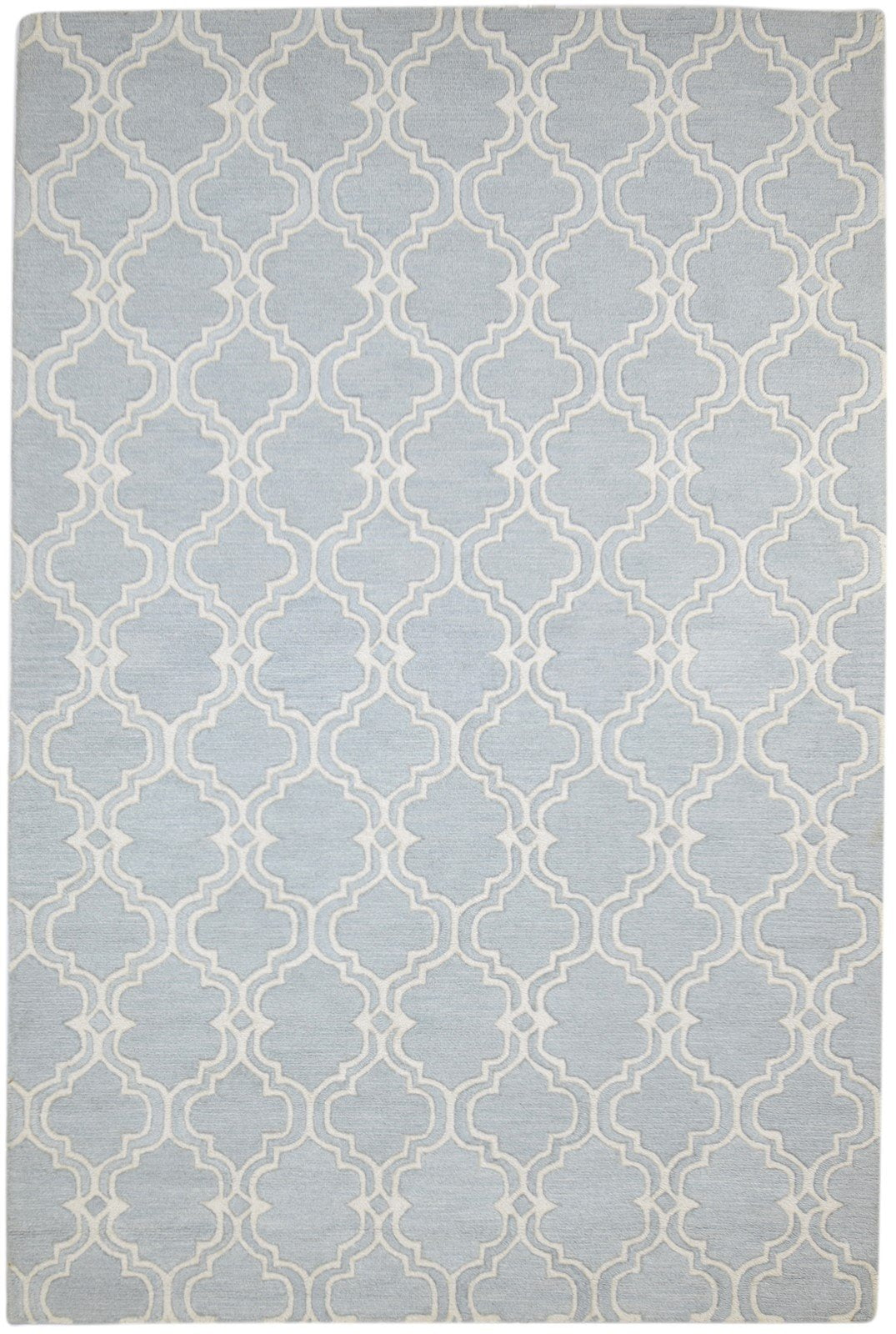 Wool Grey Rug 6' X 9' Modern Hand Tufted Moroccan Scroll Tile Room Size Carpet 