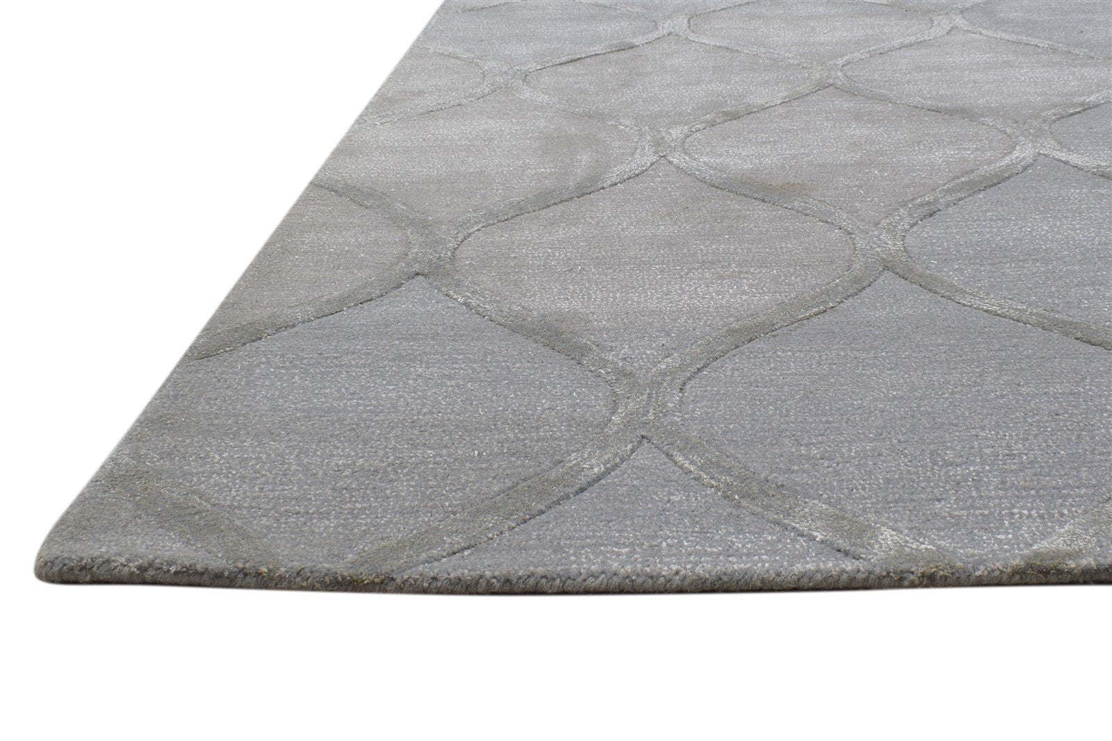 6' X 9' Rug Wool Grey Modern Hand Tufted Moroccan Trellis Large Carpet 