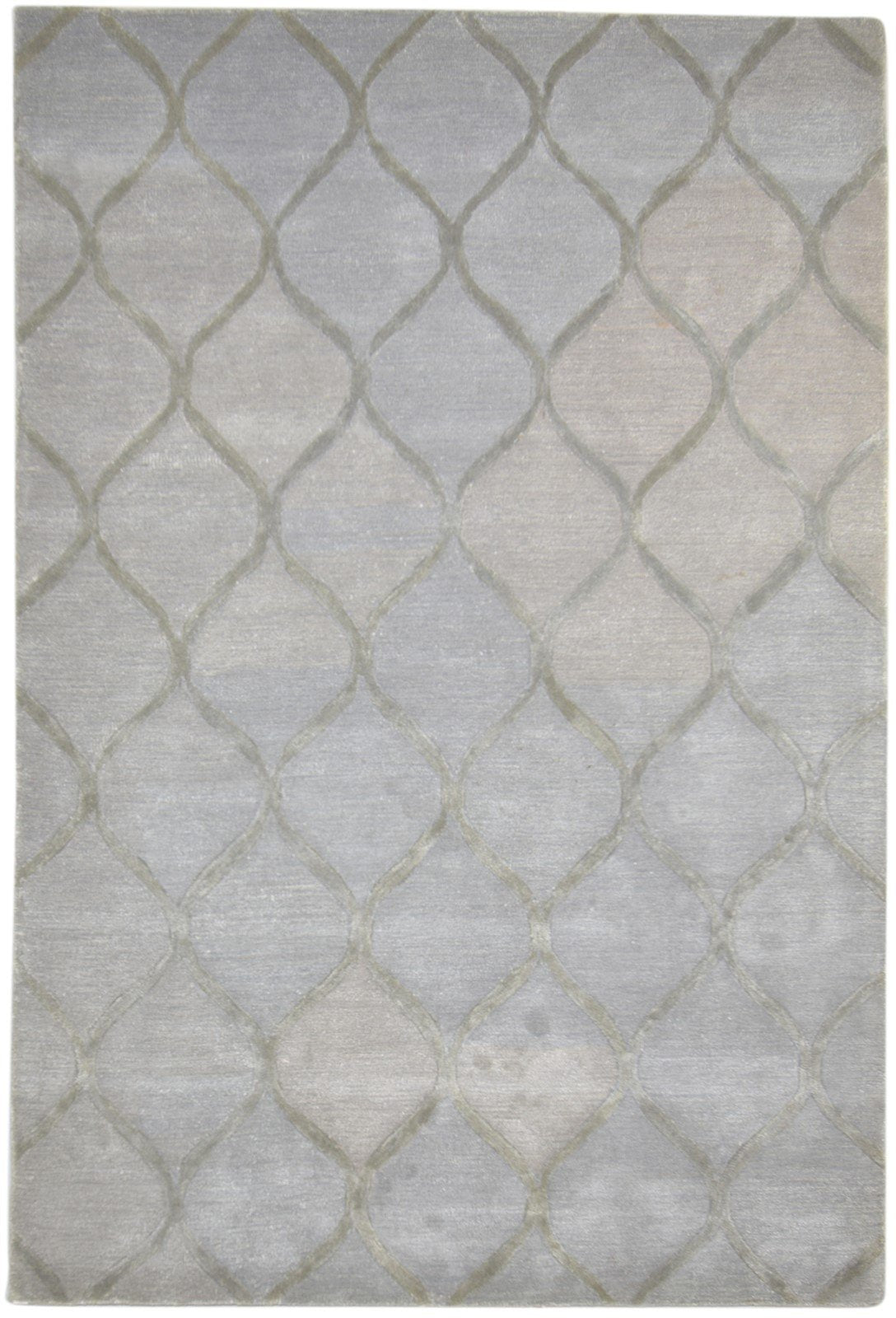 6' X 9' Rug Wool Grey Modern Hand Tufted Moroccan Trellis Large Carpet 