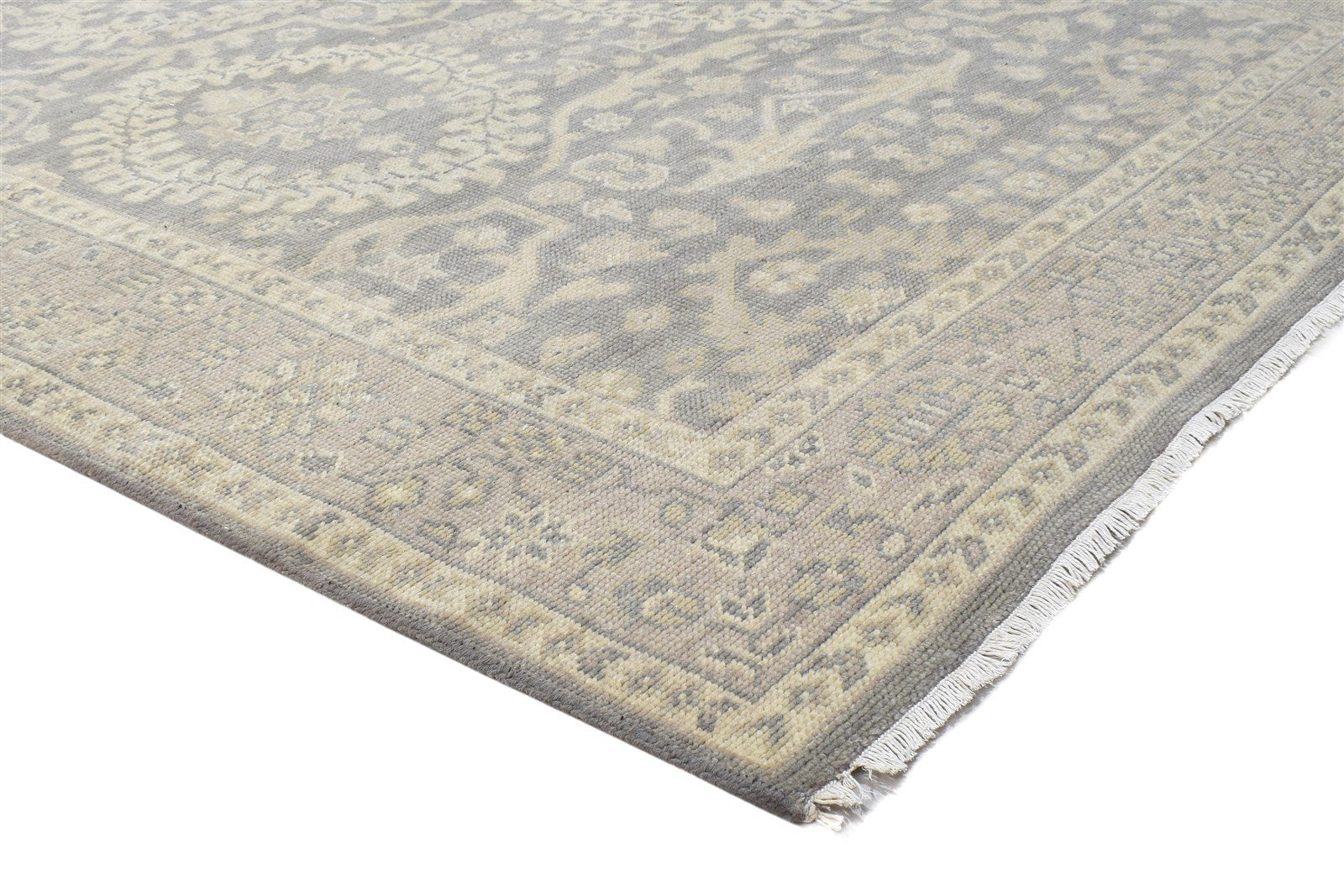 Hand Knotted Grey Wool Rug 6' X 8' Persian Nain Oriental Room Size Carpet 