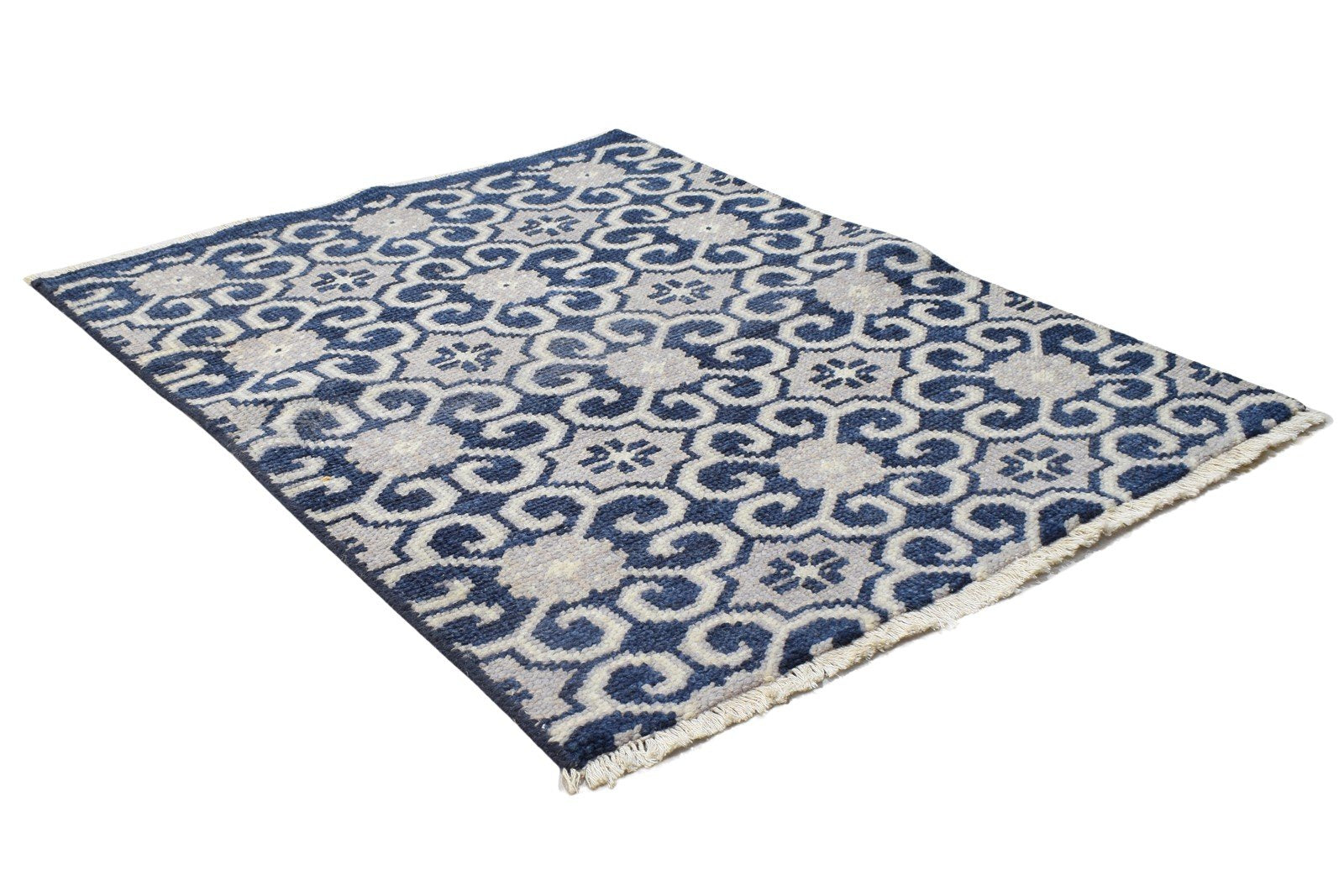 Wool Blue Rug 2'6 X 3' Modern Hand Knotted Bokhara Oriental Small Carpet 