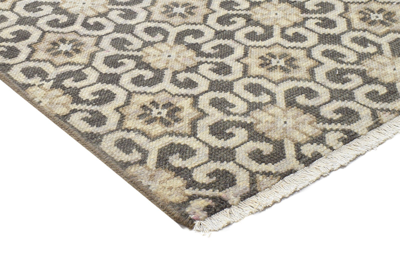 Charcoal Wool Rug 2'6 X 3' Modern Hand Knotted Moroccan Trellis Small Carpet 